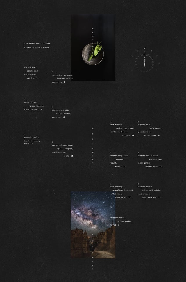 Destroyer LA Food & Drinks Menu Preview