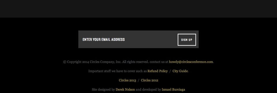 Newsletter section on Circles: A Creative Conference section design