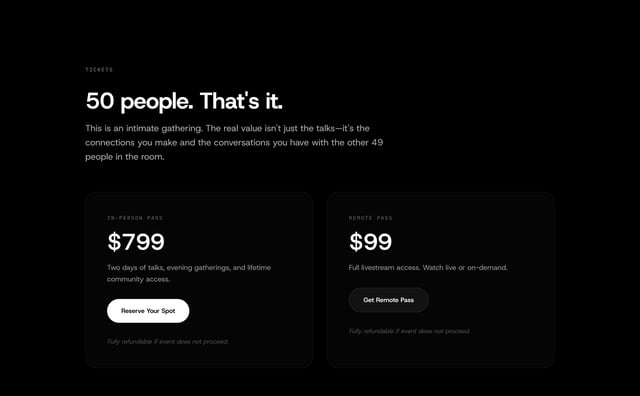 Tokyo Design Forum Pricing Table Preview