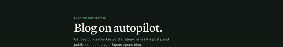 Eyebrow Text section on Canopy section design