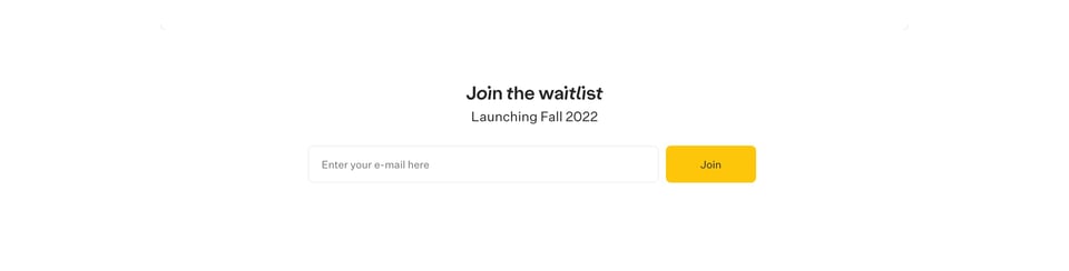 Waitlist or Beta Sign Up section on Explore section design