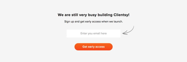 Clientsy Waitlist or Beta Sign Up Section