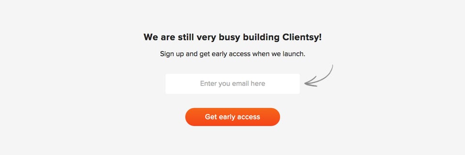 Waitlist or Beta Sign Up section on Clientsy section design