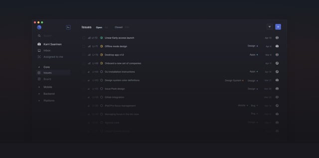 Linear Screenshots Section