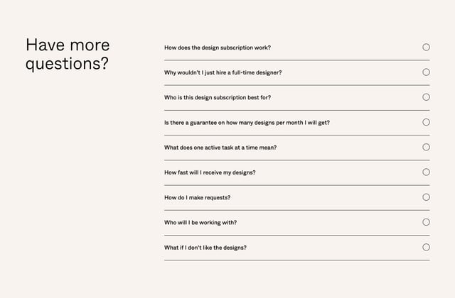 Double Makers Design Subscription FAQ Accordion Preview