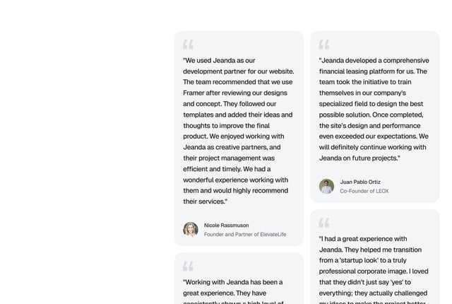 Jeanda Testimonials Grid Section