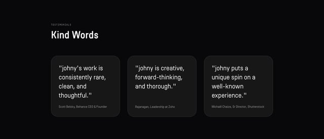 Johny Vino Testimonials Grid Preview