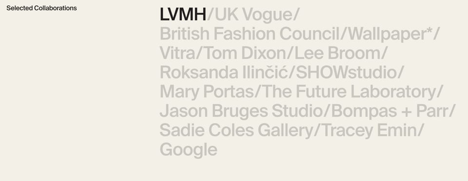 Client Name List section on April Taylor section design