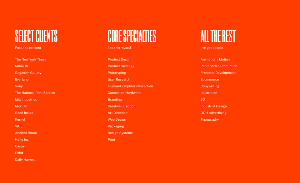 Client Name List section on Twohy Design Works section design