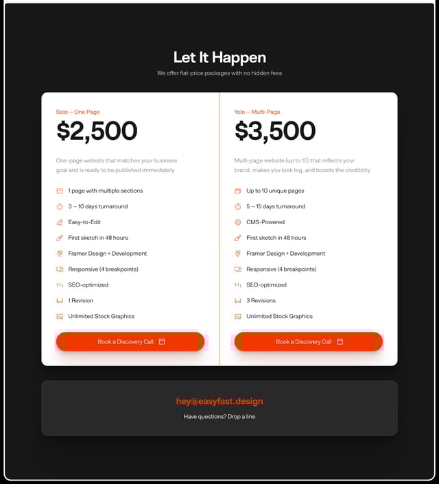 EasyFast Pricing Table Preview