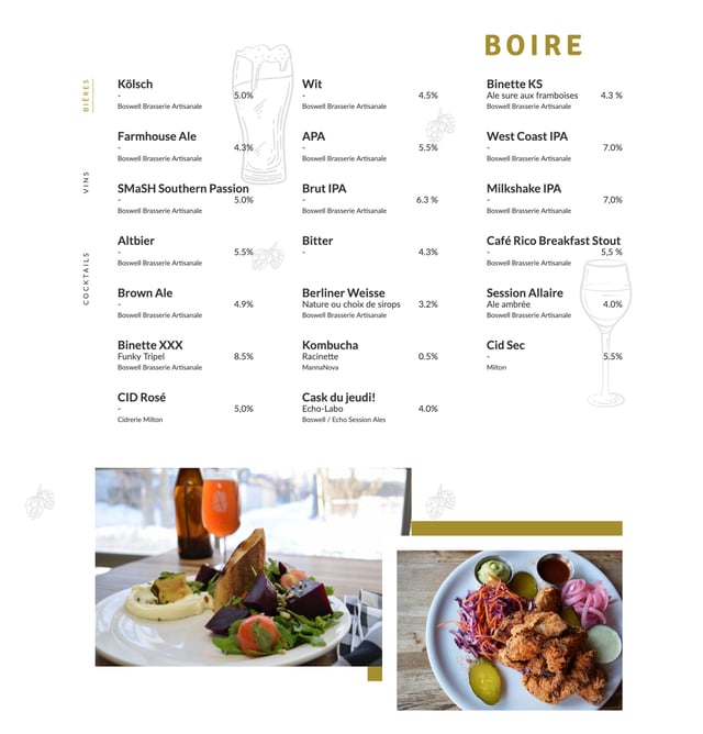 Brasserie Artisanale Boswell Food & Drinks Menu Preview