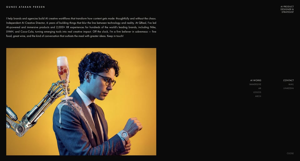 Biography section on Gunes Atakan Peksen section design