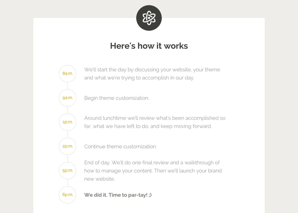 Timeline section on wptheory section design