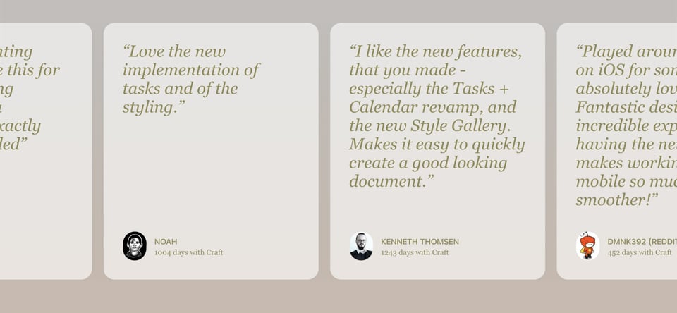 Testimonial Slider section on Craft 3 section design