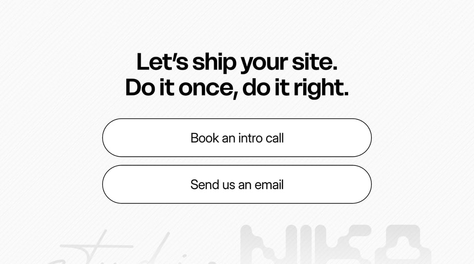 Call-To-Action Footer section on Studio Nika section design