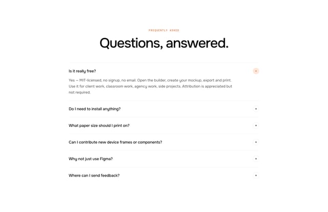 Printable Mockups FAQ Accordion Preview