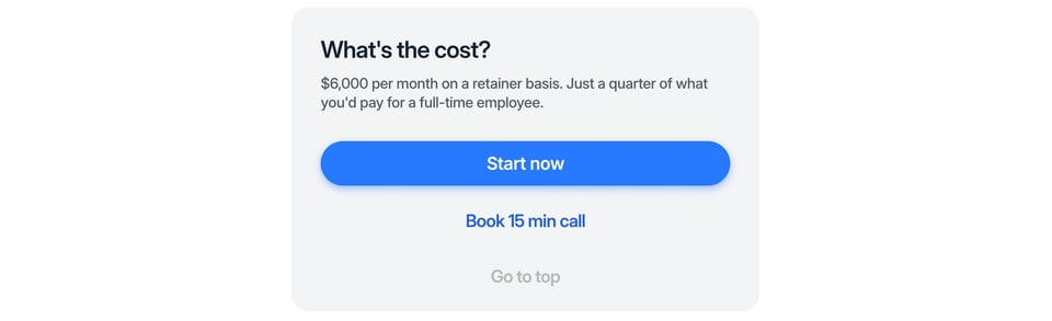 Pricing Table section on Makeover Studio section design