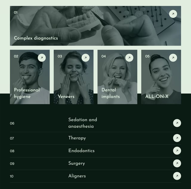 LAVA dental Studio Services List Preview