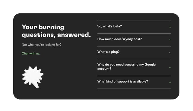 Wyndy FAQ Accordion Preview