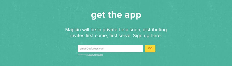 Waitlist or Beta Sign Up section on Mapkin section design