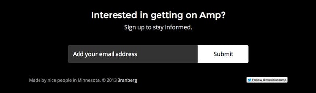 Amp – Websites for Musicians Lead Capture Preview