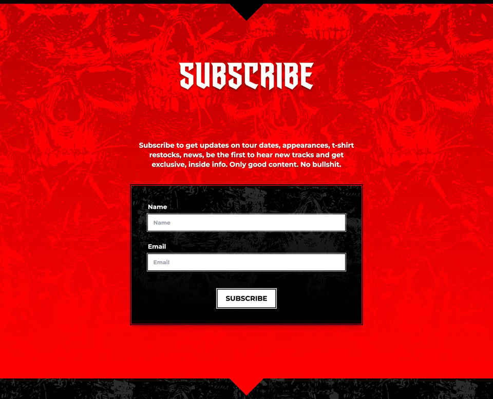 Newsletter section on Malicide section design
