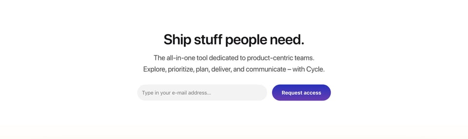 Waitlist or Beta Sign Up section on Cycle section design