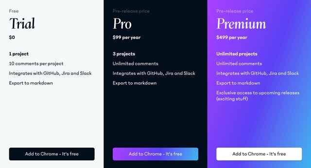 Greenlight Pricing Table Preview