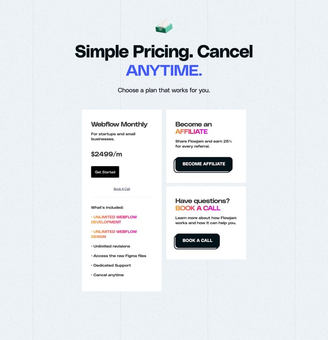 Flowjam Pricing Table Preview