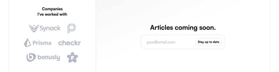 Newsletter section on Kuldar Kalvik section design