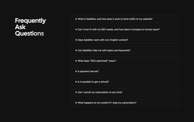Satellitor FAQ Accordion Preview