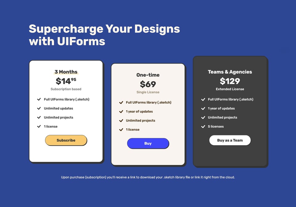 Pricing Table section on UIForms section design
