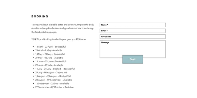 Banyak Surf Adventure Contact Form Preview