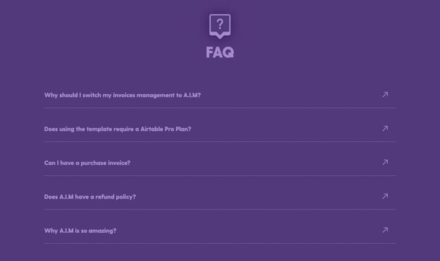 Airtable Invoice Maker FAQ Accordion Preview