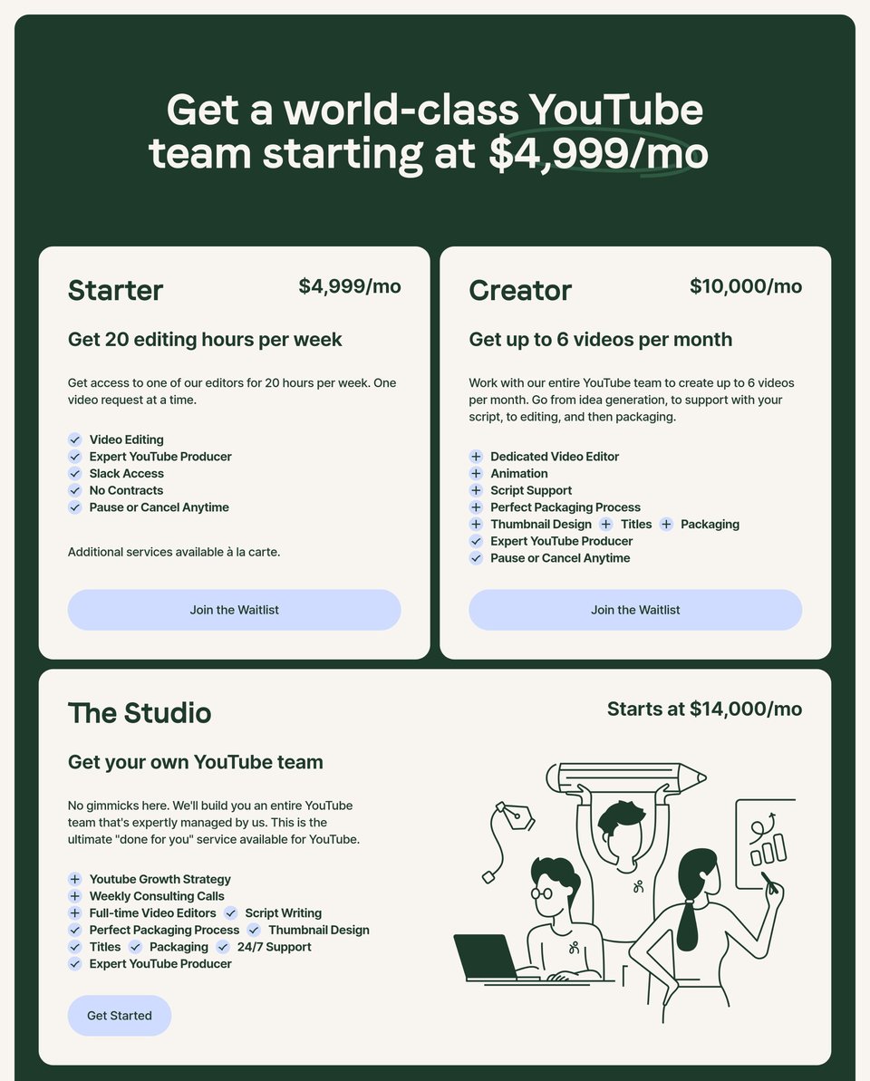 Pricing Table section on HeyFriends! section design