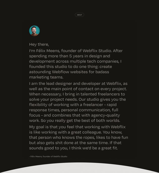 Webflix Studio Biography Preview