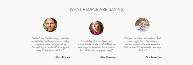 Over App Testimonials Preview