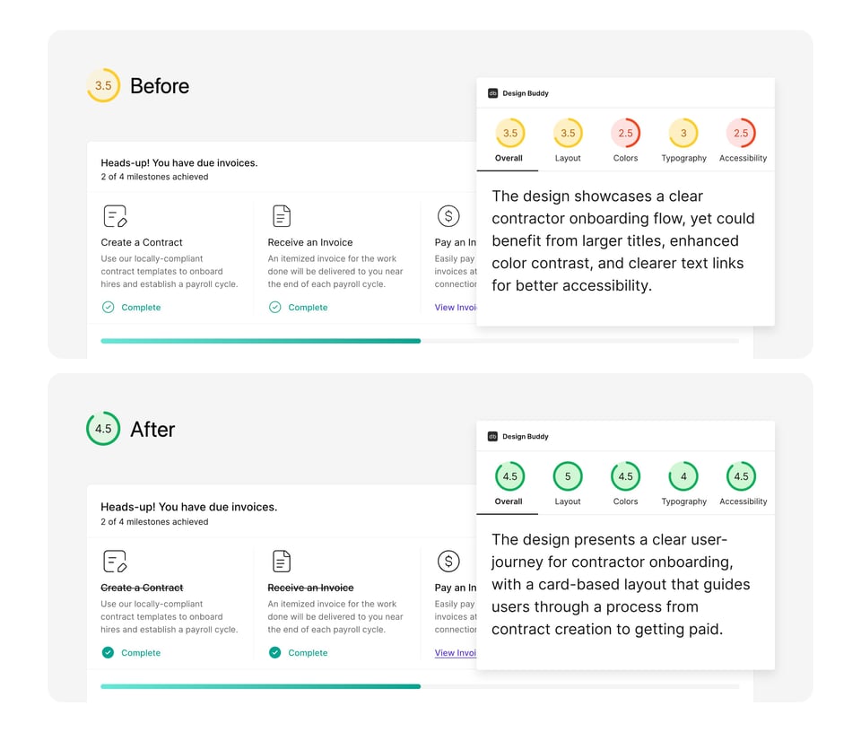 Before After section on Design Buddy section design