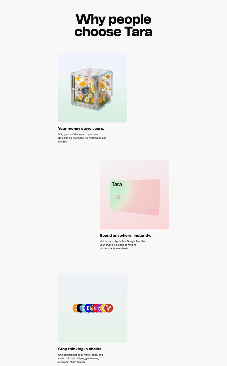 Benefits section on Tara section design
