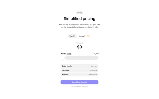 Visitors Pricing Table Preview