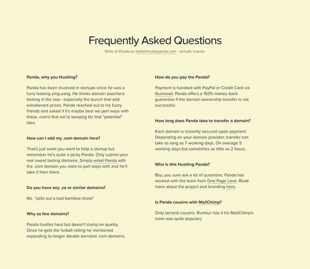 Hustle Panda FAQ Grid Preview