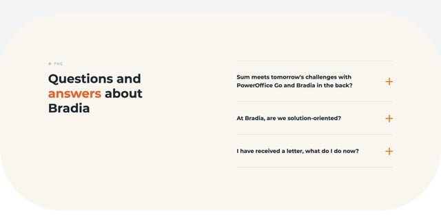 Bradia FAQ Accordion Preview