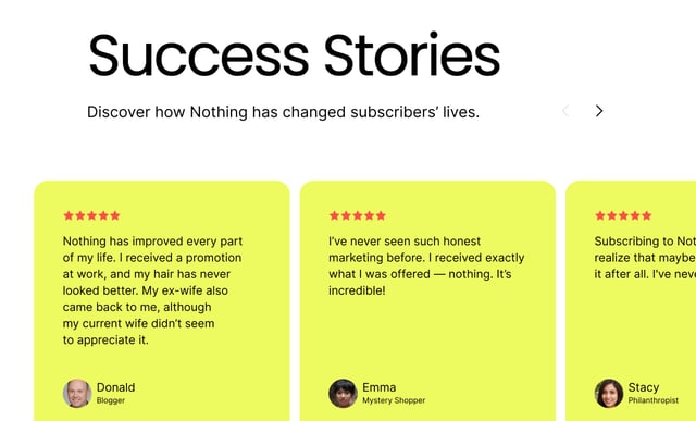 Nothing Testimonial Slider Preview