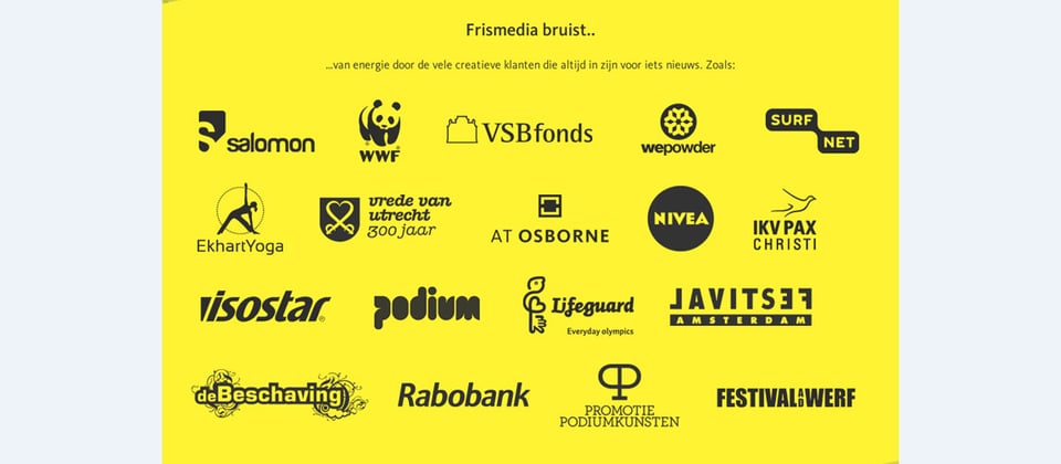 Client Logo Grid section on Frismedia section design