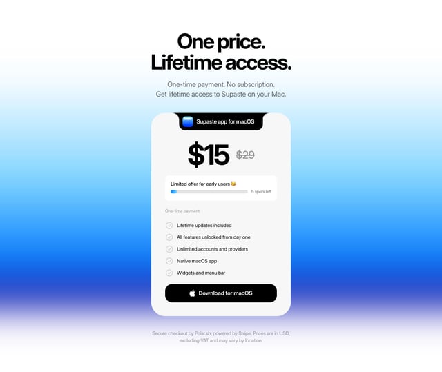 Supaste Pricing Table Preview