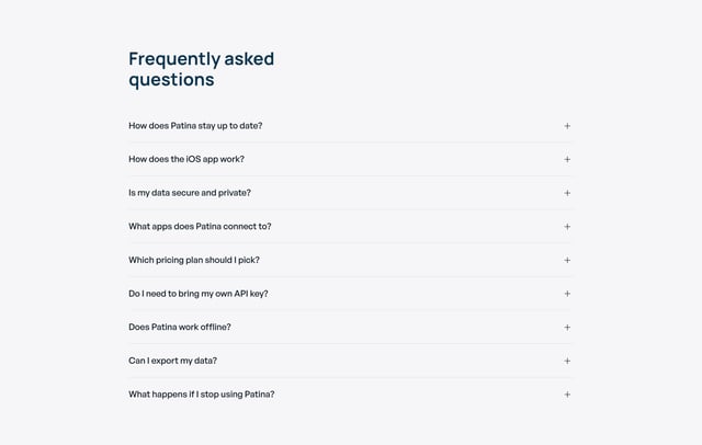 Patina FAQ Preview