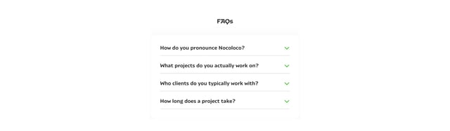 Nocoloco FAQ Accordion Preview