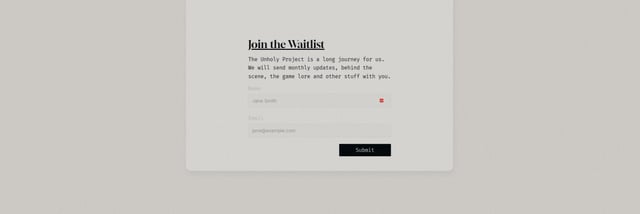 The Unholy Project Newsletter Section