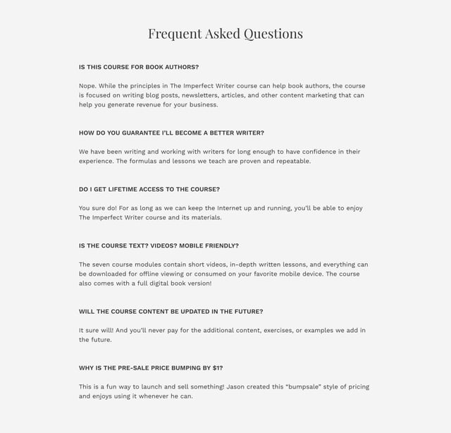 The Imperfect Writer FAQ Grid Preview