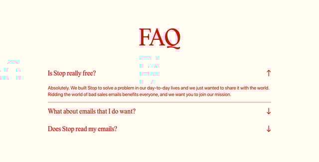 Stop FAQ Accordion Preview